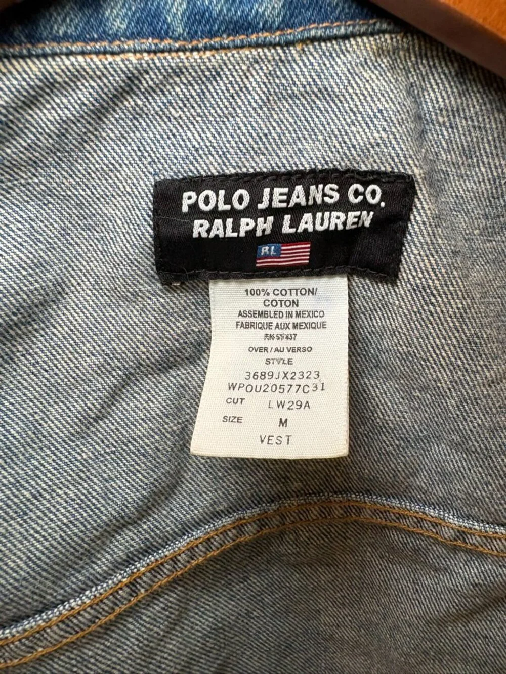 Vintage Polo Jeans Co Ralph Lauren Denim Vest Y2K Western Festival Medium - Picture 12 of 15